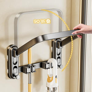 Support de rangement mural rectangulaire Bluevine à ventouse pour salle de bain, support durable pour balai et serpillière, idéal pour cuisine et salle de bain - Product Image 3