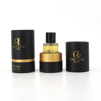 Flacon pulvérisateur de parfum en verre vide OEM à col serti, rond, 50 ml, emballage cosmétique de luxe, avec couvercle en bois et boîte à tube