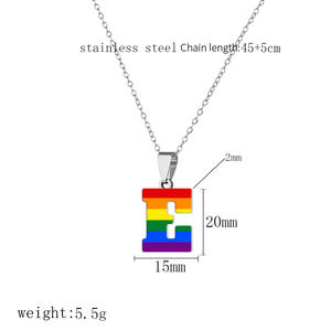 Joyería al por mayor de moda del Orgullo <span class=keywords><strong>Gay</strong></span>, collar con colgante de acero inoxidable con las 26 letras del alfabeto del arcoíris para chicas. - Product Image 6