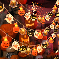Guirlandes lumineuses LED citrouille d'Halloween, décoratives pour la fête des fantômes, alimentées par piles, avec télécommande et option d'alimentation USB