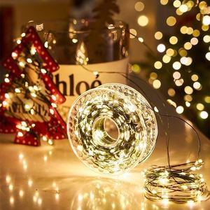 Guirlandes lumineuses LED en fil de cuivre blanc chaud de 10M, 20M, 30M, 40M, 50M, étanches pour l'extérieur, pour Noël, les fêtes, les mariages - Product Image 4