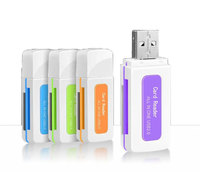 Lector de tarjetas de memoria T-flash/SD/MS/M2 multifuncional 4 en 1 de alta velocidad USB 2,0 con adaptador de cubierta Fabricante Proveedor