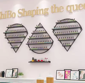 Présentoir mural de luxe doré sur mesure en métal moderne pour vernis à ongles, idéal pour les salons de manucure et supermarchés - Product Image 3