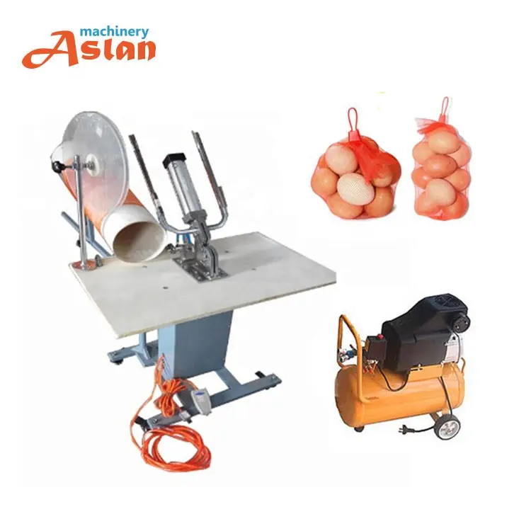 Máquina cortadora de bolsas de Red Eléctrica para vegetales, máquina selladora de bolsas de malla naranja, grapadora de bolsas de malla para cebolla y patatas