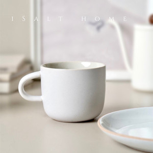 Eenvoudig rotsmotief monochrome strandwit ontbijt koffiemelkbeker enkel oorhandvat zonder deksel huishoudelijk kantoor gebruik Instagram - Product Image 1