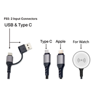 Câble de charge sans fil en aluminium 6-en-1 pour Apple Watch iPhone USB-C Light Up 120cm Eco Smartwatch