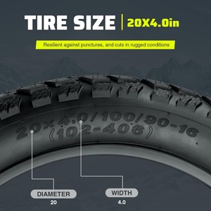 Neumático Grueso para <span class=keywords><strong>Bicicleta</strong></span> Eléctrica, 16x4.0 20x4.0, Resistente, Todoterreno, para <span class=keywords><strong>Bicicleta</strong></span> <span class=keywords><strong>de</strong></span> Montaña, Triciclo, <span class=keywords><strong>Bicicleta</strong></span> Eléctrica, Paseo por Calle, Sendero, Nieve - Product Image 2