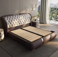 Nouveau lit king-size de luxe en cuir, style américain, pour chambre principale, design moderne haut de gamme