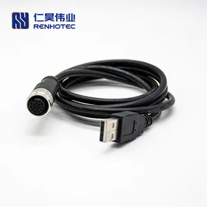 Een Codering Molding M8 Kabel 17 Pin Dennen M12 Naar Usb RJ45 Sata