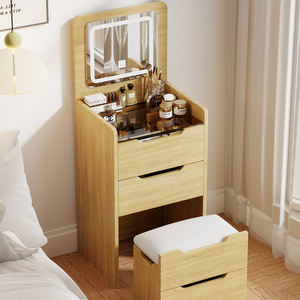 Armoire de rangement moderne princesse à miroir éclairé chambre à coucher petit appartement chevet poste de maquillage intégré coiffeuse - Product Image 5