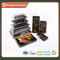 Boîte d'emballage en plastique PET pour emporter, plateau rectangulaire avec couvercle transparent, vente en gros