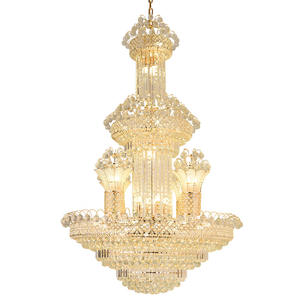 Escalier suspendu grande lampe salon lustre en cristal d'or de luxe pour salle de banque - Product Image 6