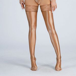 Calze lucide effetto seta morbide e brillanti al ginocchio da donna, sexy, per giacchetto con <span class=keywords><strong>reggicalze</strong></span>, cosplay e pole dance - Product Image 3