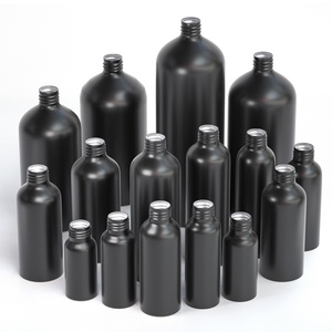 Precio al por Mayor, Botella de Spray Redonda Negra Mate de 100ml, 250ml, 500ml, Botella de Aluminio para Champú, Botella con Bomba de Acabado Mate - Product Image 1