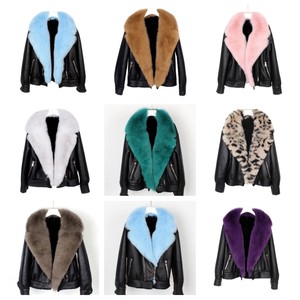 Hot Fashion <span class=keywords><strong>Shearling</strong></span> di pecora top <span class=keywords><strong>cappotto</strong></span> di lana sciolto <span class=keywords><strong>donna</strong></span> cappotti con collo di pelliccia di volpe caldi e spessi antivento - Product Image 6