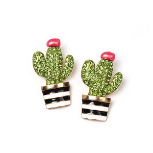 Pendientes de aleación con diamantes para mujer, diseño 2019, forma de cactus natural, estilo fresco y elegante. - Product Image 2