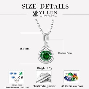 Collar con Colgante de Piedra natal de mayo con diseño infinito de Plata de Ley 925, collar con piedra preciosa CZ de corte redondo
