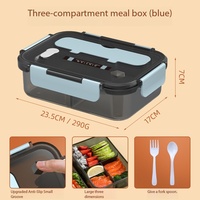 Boîte à bento en PP de qualité alimentaire, anti-fuite, 3 compartiments, compatible micro-ondes, portable, pour préparation de repas au bureau ou pour étudiants