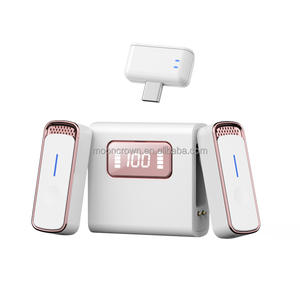 Micrófono Lavalier inalámbrico portátil profesional blanco con estuche de carga micrófono inalámbrico de solapa inalámbrico para Android <span class=keywords><strong>iphone</strong></span> - Product Image 1