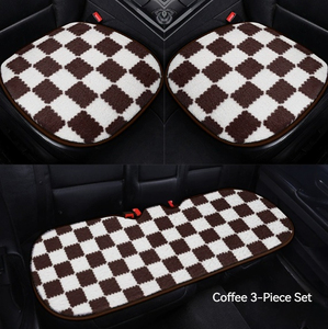 Housse de siège auto en peluche à carreaux, très vendue, épaissie, isolante, avec base antidérapante, universelle - Product Image 4