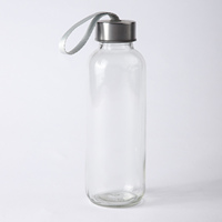 500ml Almacenamiento Bebida Batido 18oz Jarra de vidrio con manga y tapa de acero inoxidable Botella de agua de soda