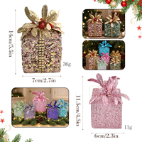 Boîte cadeau de Noël décorative avec paillettes et sequins, base d'arbre de 11,5 cm et 14 cm, présentoir au sol, vente en gros OEM