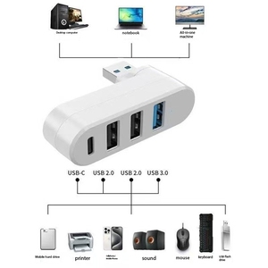 All'ingrosso 4-In-1 girevole 4 porte USB 3.0 Hub Splitter USB C potenza porta dati USB Type-c Extender per MacBook di piccole dimensioni Stock - Product Image 6