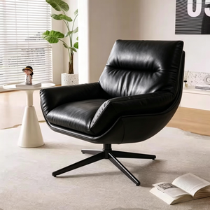 Fauteuil d'appoint pivotant et inclinable <span class=keywords><strong>Letao</strong></span> Tao de style moderne du milieu du siècle, revêtement en cuir écologique, chaise longue, structure robuste en alliage de fer, luxe - Product Image 4