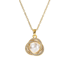 Hochwertige Damen All-Match Schlüsselbein Kette Kamelie eingelegt Perle Zirkon <span class=keywords><strong>Set</strong></span> Edelstahl Echt Vergoldung Jubiläum - Product Image 5