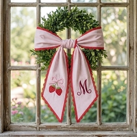 En gros, nœuds de couronne en toile de coton vierge pour broderie, personnalisables, avec bordure en zigzag, en tissu durable, pour la décoration de mariages et de fêtes