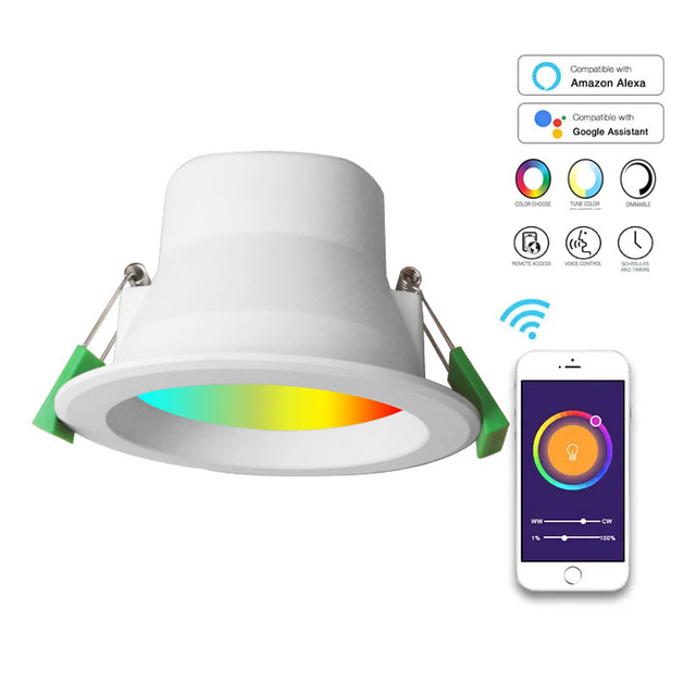 Residential Home Smart Colorful Control Wifi Tuya Remote LED Down Lights Dimmable Cct Adjustable RGB  Luz Ceiling Down Light 10w