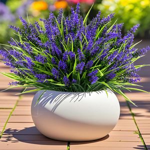 24 ramilletes de lavanda artificial resistente a los rayos UV, plantas florales para exteriores, para decoración de jardín, porche, ventana, maceta colgante - Product Image 1