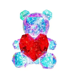 ตุ๊กตาหมี LED เรืองแสงที่งดงามถือหัวใจสีแดง ของขวัญตลอดกาลสําหรับวันครบรอบวันวาเลนไทน์และของขวัญวันเกิดของเธอ