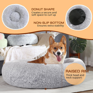 Coussin rond pour chien en polaire douce et luxueuse, vente en gros, fabricant - Product Image 3