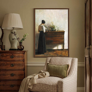 Tableau sur toile de portrait de dame élégante en train de lire, style rétro, inspiré <span class=keywords><strong>des</strong></span> grands maîtres, pour la décoration de <span class=keywords><strong>chambre</strong></span> et de maison de campagne - Product Image 2