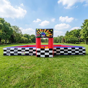 WINSUN Petit parcours d'obstacles gonflable, arène de voitures tamponneuses, matériau PVC sans plomb, ignifuge, capacité maximale - Product Image 1