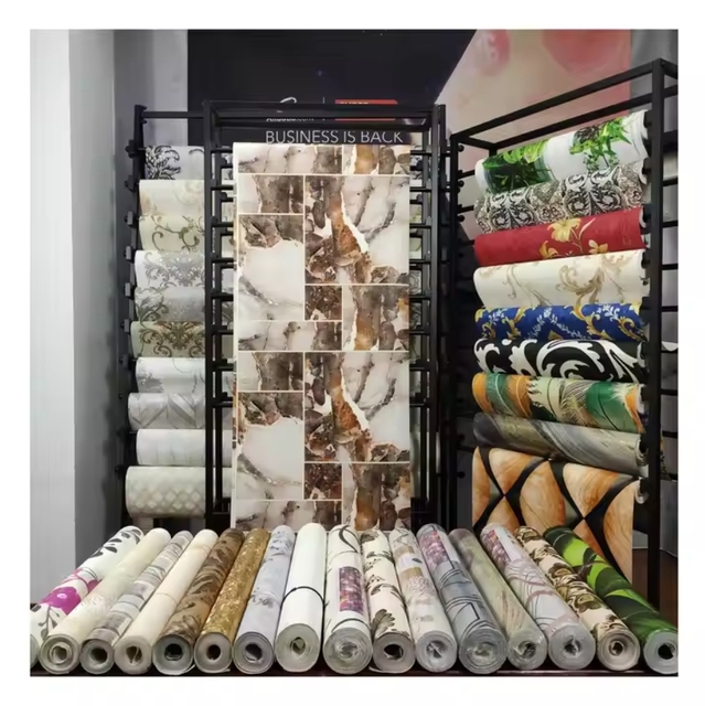 New Designs Pvc Non Woven Wallpaper, 3d Flower Embossed Wallpaper Rolls in Stock