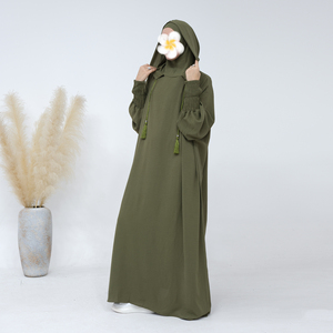 2024 Eid ramazan kadın çift kapşonlu Abaya Kaftan uzun hırka Robe Maxi islami elbise rahat Dubai nefes Polyester - Product Image 5