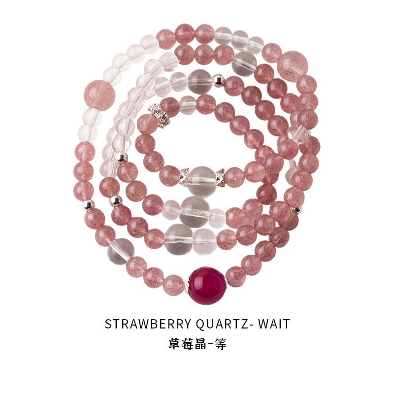 18 bracelets - cristal de fraise naturel - coffret cadeau exquis