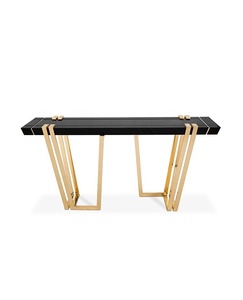 Hot Sale Luxury Lobby Gold Stainless Steel Wooden <strong>Small</strong> Black <strong>Console</strong> <strong>Table</strong> Plexiglass <strong>Hallway</strong> <strong>Console</strong> <strong>Table</strong> - Product Image 3