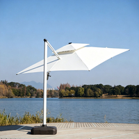 Parasol cantilever double mât robuste pour extérieur avec éclairage LED, protection UV, imperméable et résistant au vent, idéal pour patio et jardin