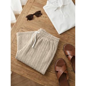 FOXA Men's Cable Knit Sweat Shorts 7.5 Inseam Elastic Waist Breathable <b>Lounge</b> Shorts With Pockets For Summer Vacation - Product Image 6
