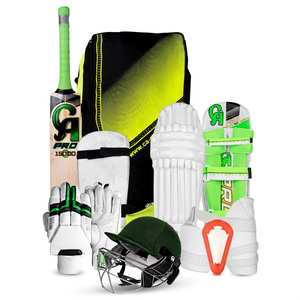 Kit completo de críquet CA Pro 15000, equipo de protección, kit completo de entrenamiento, bolsa, casco, equipo de protección, bate de madera inglesa, pelotas - Product Image 1