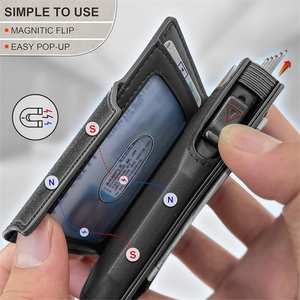 Boshiho Customized <b>RFID</b> <b>Blocking</b> Genuine Leather Men's <b>Wallet</b> Minimalist Fashion Credit Card Holder Custom Logo Business Card - Product Image 4