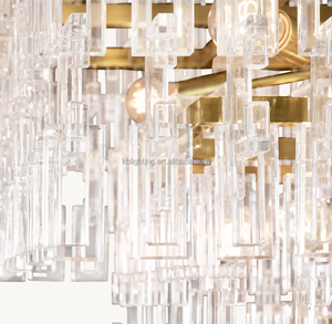 Design americano lampadari rettangolari moderni di lusso sala <span class=keywords><strong>da</strong></span> pranzo <span class=keywords><strong>ingresso</strong></span> soffitto alto in ottone K9 <span class=keywords><strong>lampadario</strong></span> di cristallo - Product Image 4