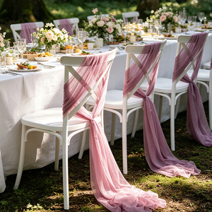 Funda y Decoración para Silla de Boda - Cubierta de Silla de Chifón y Tul para Hotel, Boda, Fiesta en Bali - Product Image 3