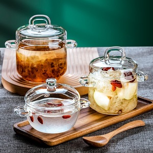 High Borosilicate Glass Steamed Egg Bowl Microwaveable Transparent <strong>Lid</strong> High Temperature Resistant Bird's Nest <strong>Small</strong> Stew <strong>Pot</strong> - Product Image 2