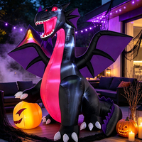 Dinosaure de 180 cm tenant une citrouille avec lumières LED pour Halloween, imperméable, pour la décoration de fêtes et de jardins