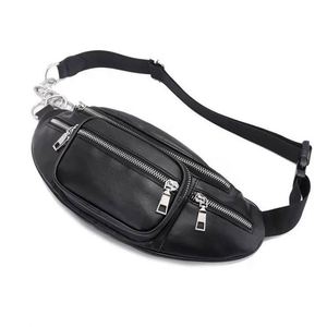 Échantillon gratuit, sac banane vintage en cuir noir pour homme, grand modèle 2024, personnalisable OEM - Product Image 4