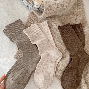 Women Slouch <b>Socks</b> Mid Calf Solid Color <b>Polyester</b> Thermo Sweat Absorbing Autumn Winter Casual Style - Product Image 1